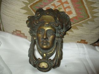 Large Vintage Brass Door Knocker Ladies Head