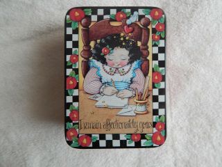 Vintage Mary Engelbreit Metal Tin I Remain Affectionately Yours Red Poppies