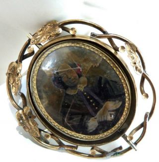 Antique Victorian Swivel Photo Mourning Locket Brooch A/f Repair Mount,