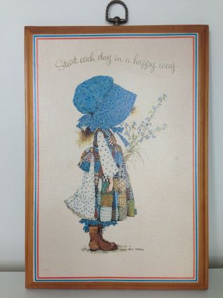 Vintage Holly Hobbie Wood Frame “start Each Day In A Happy Way "