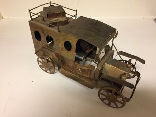 Vintage Copper Metal Art - Antique Car with Music Box playing unknown song 4