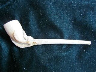 Antique Complete Clay Pipe - Bird ' s Claw Grasping Egg Used/Dirty Made in England 2