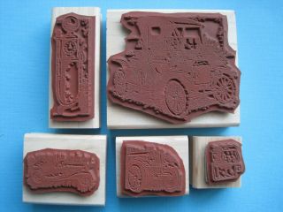ANTIQUE AUTOS 5 of 6 Stampin ' Up Rubber Stamps ROUTE 66 Road Trip Gas Pump CAR 2