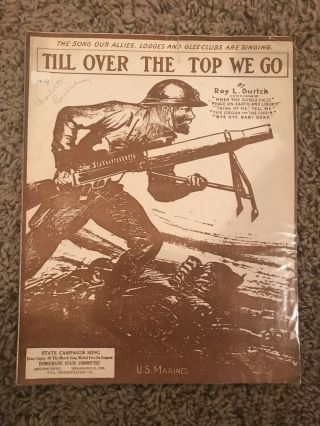 Antique Sheet Music Till Over The Top We Go Ww1 1918