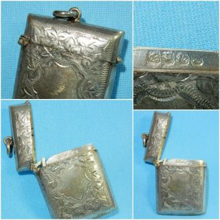 Antique Cigarette Vesta Case - Epns Silver - Very Fine,  Fob Loop