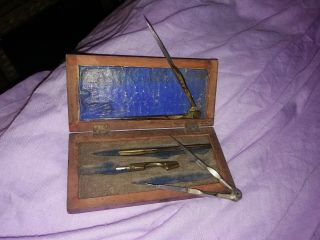 Antique Dividers compass in wooden box,  nautical,  Brass,  wooden box 4