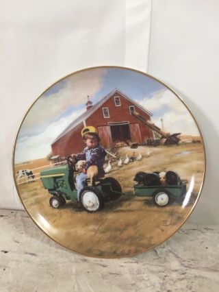 Little Farmhands " Tractor Ride " John Deere Danbury Plate By Donald Zolan
