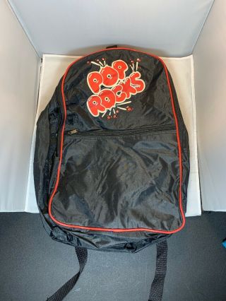 Vintage 1980’s Pop Rocks Candy Backpack Black & Red 16” X 11” X 7” Retro