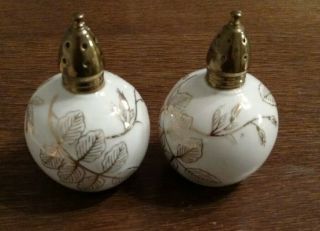 Irice Product " Gold " Leaf Salt And Pepper Shaker Hand Painted Japan