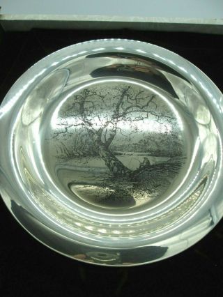 SOLID STERLING SILVER JAMES WYETH Along the Brandywine FRANKLIN PLATE 1972 2