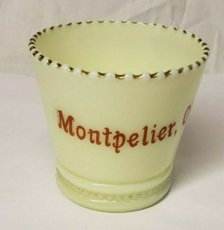 Antique Vintage Souvenir Montpelier Ohio Custard Glass Toothpick Holder