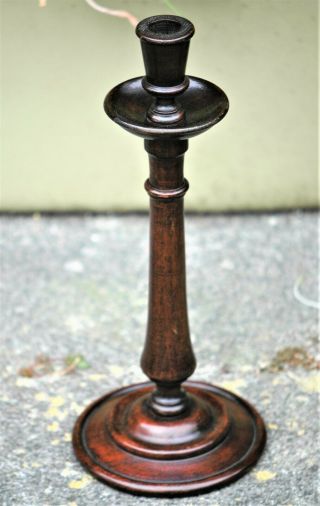 Antique Vintage Large Mahogany Candlestick 13.  5 Ins 20c