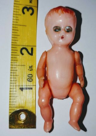 Vintage 3 " Hard Plastic Jointed Arms Legs Googly Eye Baby Doll Moving Eyes