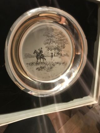 1974 Vintage Sterling Silver 925 Jamie Wyeth Plate W/ Box " Riding To The Hunt "