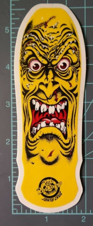 Santa Cruz Rob Roskopp Yellow " Face " Vintage Large Skateboard Sticker,  Nos