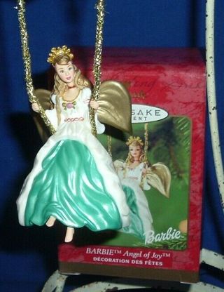 Hallmark Christmas Ornament Barbie Angel Of Joy 2000 Barbie On Swing