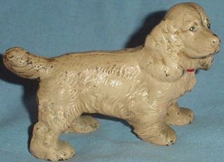 Antique Cast Iron Blonde Cocker Spaniel Dog Figurine/2.  25 " /heavy Weighs 0.  75 Lb