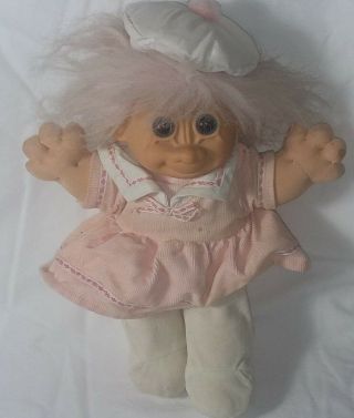 Vintage Russ Troll Doll Plush Body Hard Head 11 " Body/head Estate Find Soiled
