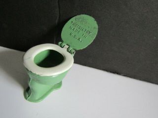 Vtg Tootsie Toy Doll House Green Metal Toilet & Bathtub Bathroom 4
