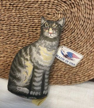 Vtg The Toy Gray & White Tabby Cat Middle Falls,  Ny,  Has Orig.  Tag Sweet