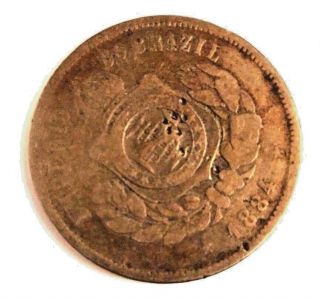 Antique 1884 200 Reis Coin Imperio Do Brazil Collectible Coin