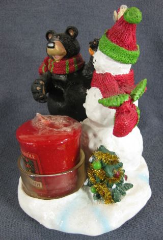 Yankee Candle Votive Holder Christmas Snowman Black Bear 2012 Figural 1264223 4