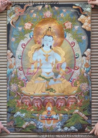 36 " Tibetan Buddhism Silk Cloth Thangka Tara Guanyin Kuanyin Buddha Statue Tangka