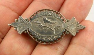 Large Antique Victorian Hm1890 Sterling Silver Brooch Pin Repair Restore