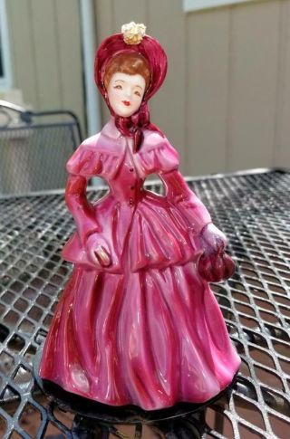 Florence Ceramics Figurine Bea Burgandy Rose Dress Brunette 6 "