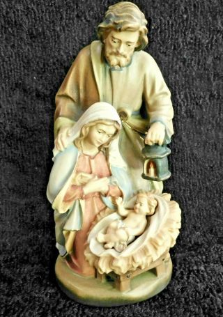 Vintage 6.  25 " Anri Wood Carving Nativity Scene Mary,  Joseph & Jesus Creche