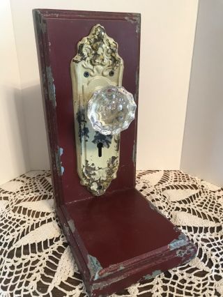 Red Bookend With Antiqued Glass Door Knob And Brass Plate Fuzhou & Hopewell O