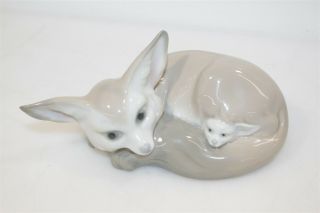 Lladro Fennec Fox And Pup Porcelain Figurine