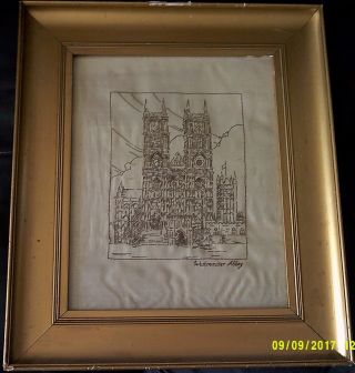 Vintage Embroidered Picture Of Westminster Abbey