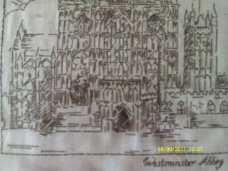 Vintage Embroidered Picture of Westminster Abbey 4