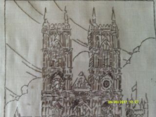 Vintage Embroidered Picture of Westminster Abbey 5