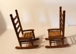 Two 5” Doll House Doll Shaker Ladderback Rocking Chairs 2