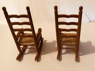 Two 5” Doll House Doll Shaker Ladderback Rocking Chairs 3