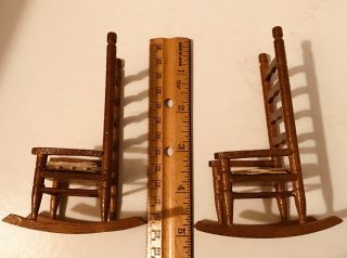 Two 5” Doll House Doll Shaker Ladderback Rocking Chairs 4
