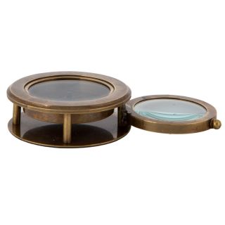 Antique Brass Maritime Navigation Pocket Compass With Hidden Magnifier