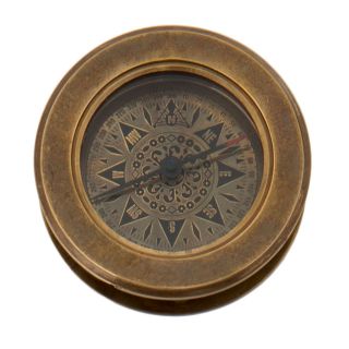 Antique Brass Maritime Navigation Pocket Compass With Hidden Magnifier 2