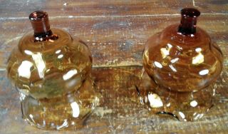 Votive Cups Set 2 Homco Home Interior Amber Brown Glass 4 Inch Candle Holders