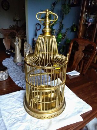Vintage Solid Brass Heavy Bird Cage