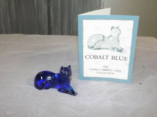 The Franklin Curio Cabinet Cobalt Blue Glass Cat Figurine