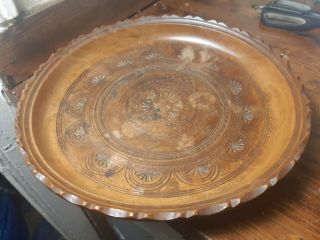 11 Inches Diameter Large Vintage Wooden Fruit Bowl Ax10