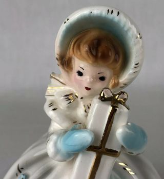 Vtg Josef Originals Girl Holding Present Figurine Ceramic Christmas 2