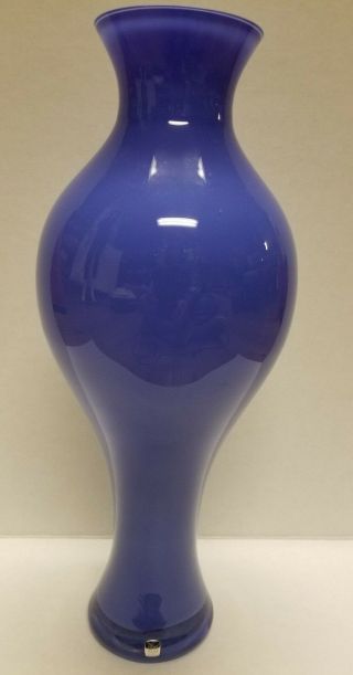 Vera Wang Crystal Blue Ming Vase - 14 " Tall - Waterford