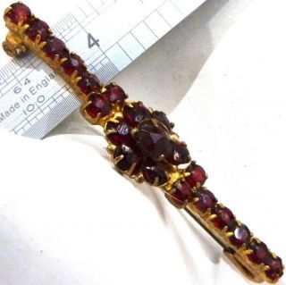 Antique Vintage Bohemian Garnet Red Glass Pin Brooch Claw Set Glass Brooch,