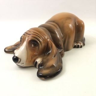 Large Basset Hound Figurine Statue Made In Italy Life Like Ceramic