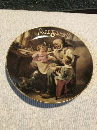 Norman Rockwell Perpetual Calender August The Toy Maker Plate