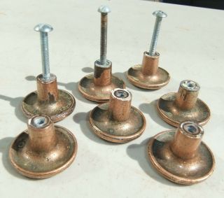 7 Vntg Solid Copper Cupboard Knobs/Pulls from a 1920s Bothell WA Craftsman House 2